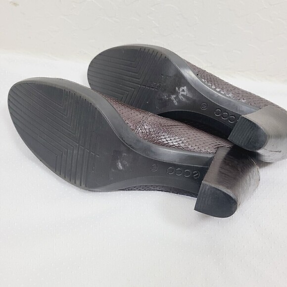 Ecco Shape 55 Plateau Stack‎ Heel Bootie 40 EU 9/9.5 US Brown Leather Com… - Picture 8 of 9